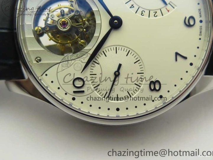 MIROTIME 0506 Portuguese Tourbillon IW5046 SS ZF Best Edition White Dial Blue Markers on Blue Leather Strap Fashionable 7149